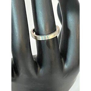 Southwestern Silver Turquoise Infinity Band Ring Size 6